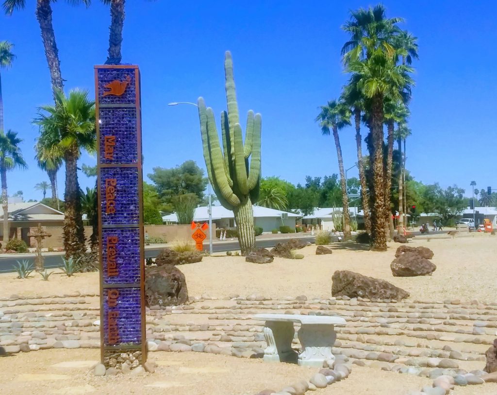 Church of the Palms UCC community labyrinths and peace pole