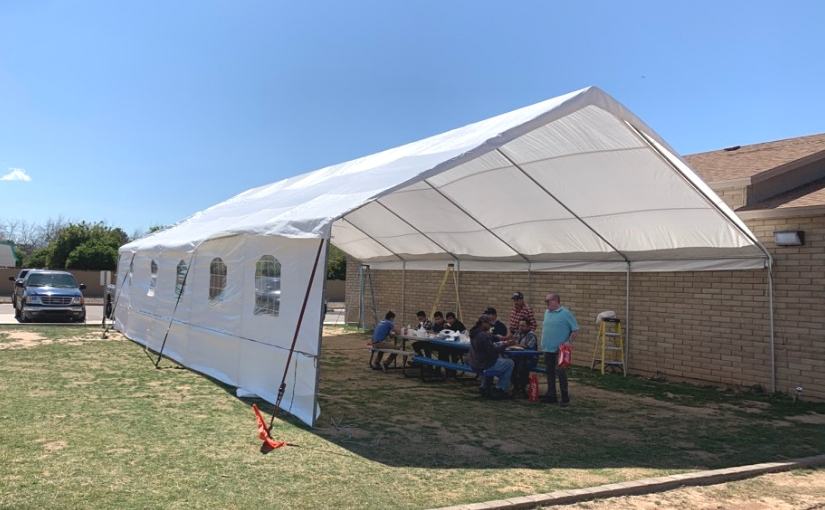 large tent provided by Church of the Palms UCC