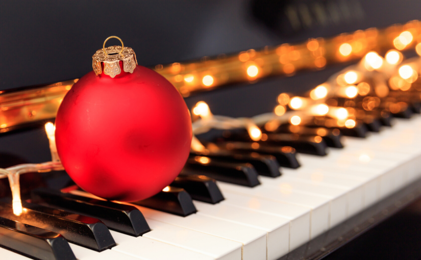 piano keys christmas lights ornament